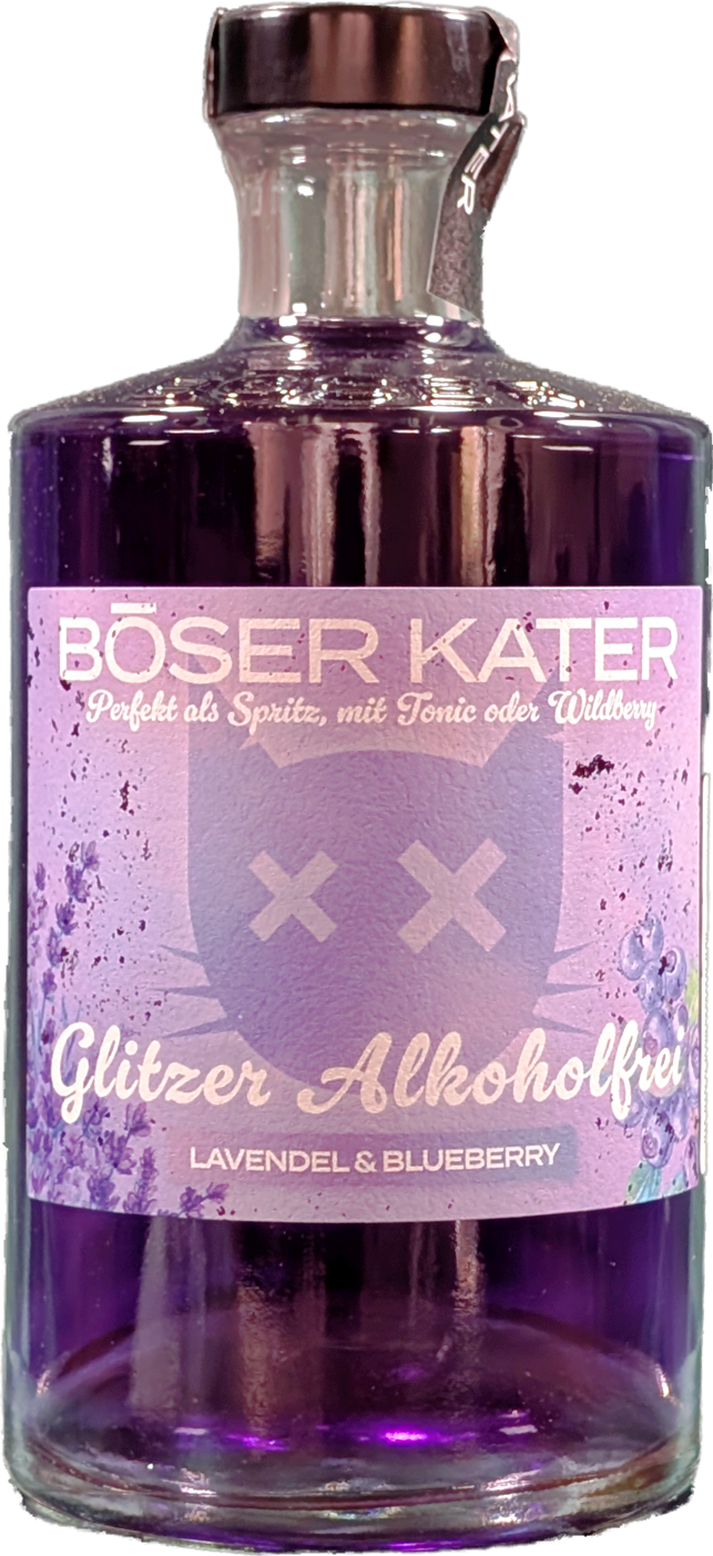 Böser Kater - Alkoholfrei - Lavendel & Blueberry mit Glitzer - 0,5l